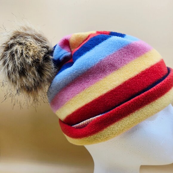 Old Navy Striped Gloves & Beanie with Faux Fur Top - Picture 3 of 7